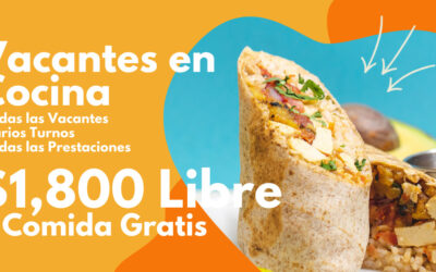 Empleo Ayudante de Cocina $1,800 Semanal + Prestaciones